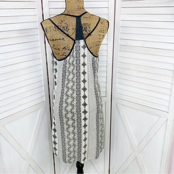 Earthbound Trading Co. Printed Mini Dress Black Tan Medium - Picture 4 of 13